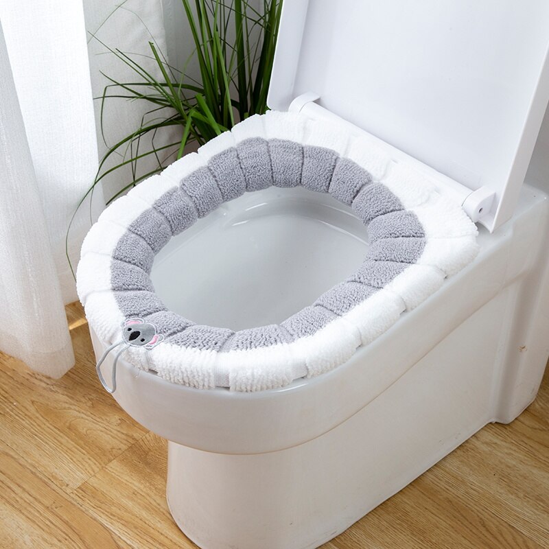 Winter Warm Toilet Seat Cover Met Handvat Universele Wc Kussen Dikker Pluche Toiletbril Ring Mat Badkamer Aceesories
