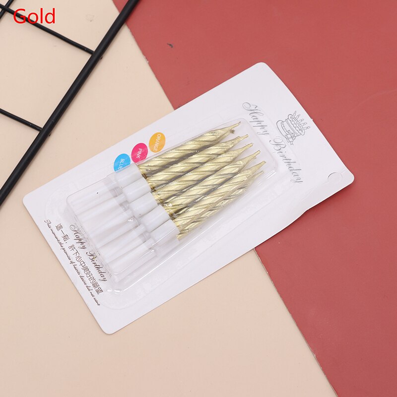 10pcs/set Thread Birthday Candles Cake Candle Wedding Party Decoration Supplies Stand Cake Candle: D