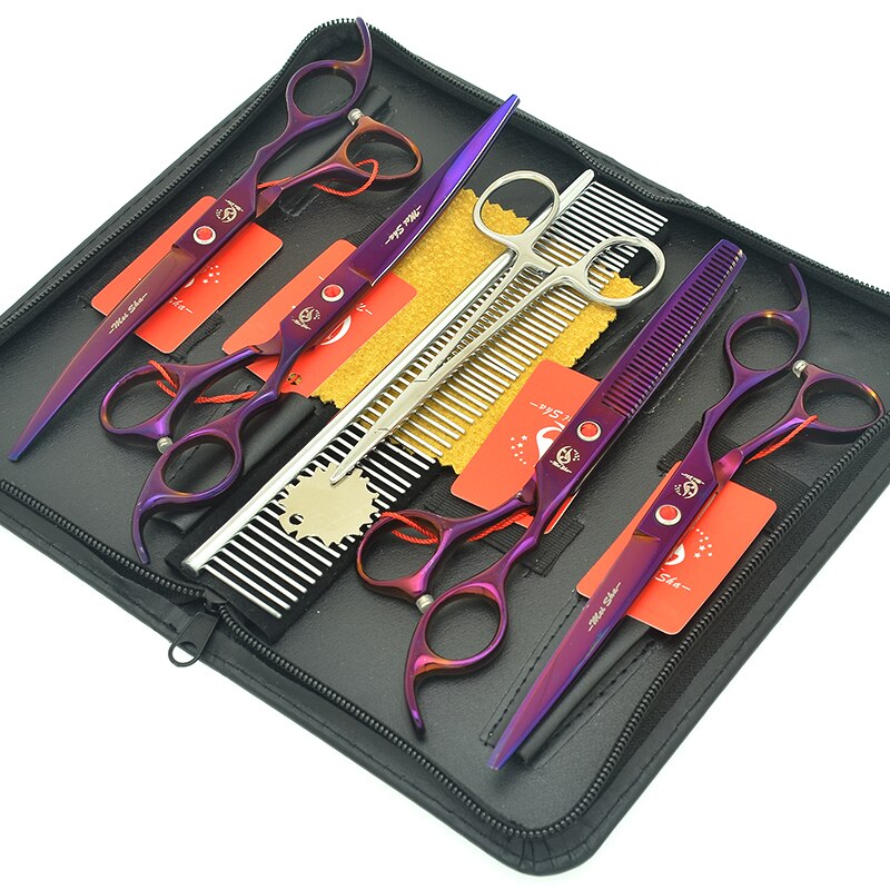 Meisha 7" Pet Scissors Set Dogs Grooming Cutting Shears Thinning Clippers Curved Tijeras with Forceps Puppy Beauty Tools HB0234