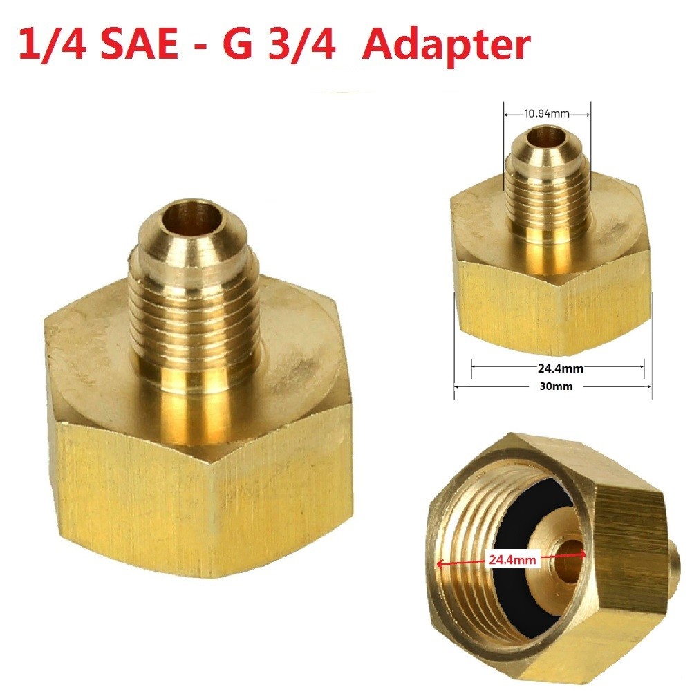 1/4" Male To 3/4" Female SAE Auto Car Air Conditioner Adapter Refrigerant Bottle Adapter For R134A 1/4SAE G3/4 HVAC Systems Part