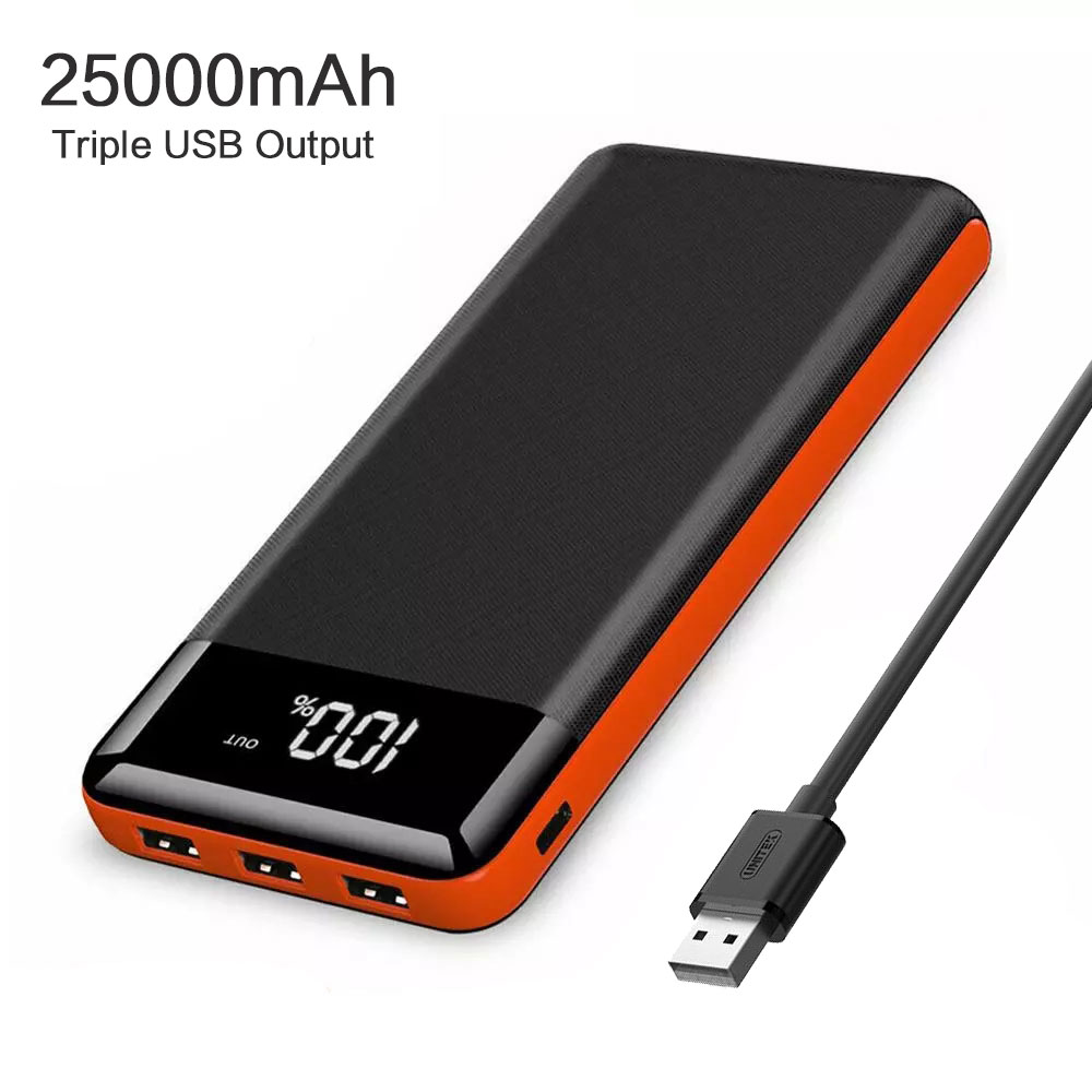 X-DRAGON 20000mAh Power Bank Triple USB Power Hohe Kapazität Externe Batterie Ladegerät mit Taschenlampe LCD Verbleibende Leistung.