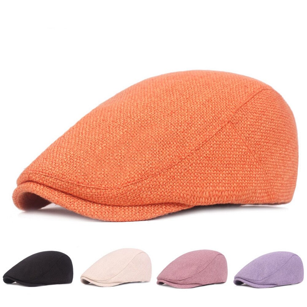 Hommes coton lin béret chapeaux pour femmes Vintage décontracté unisexe solide béret casquettes visière extérieur voyage casquette plate