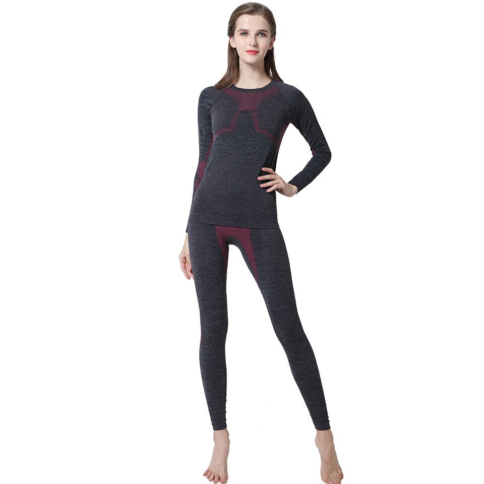 Yooy kvinder ski termisk undertøj sæt hurtig tør funktion funktion kompression træningsdragt fitness stramme skjorter sport sorte dragter: M