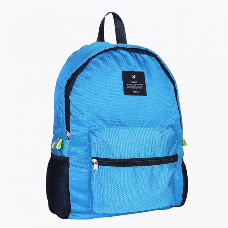Neue dauerhaft Nylon Klapp Rucksack unisex Leichte draussen Reise Wandern Rucksack Tragbare Camping Daypack: Himmel Blau