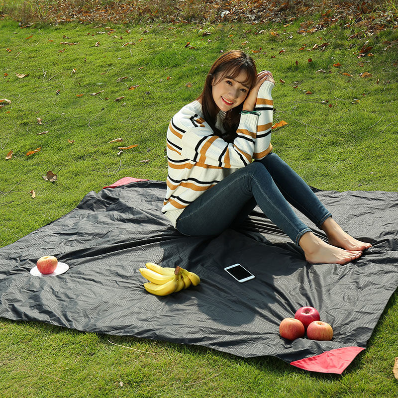 Mini Portable Pocket Camping Mat Kitchen Camping Folding Beach Mat with Backrest Tourist Mats Hiking Sports Entertainment: Black / 70x100cm(No Nail)
