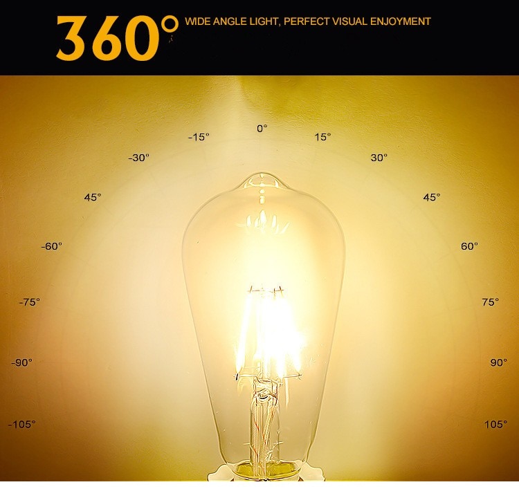 ST64 LED 2W 4W 6W 8W dimmable Gold Filament bulb E27 B22 Light 220V 110V Vintage Edison Bulb Lamp Retro Gold Glass Appearance