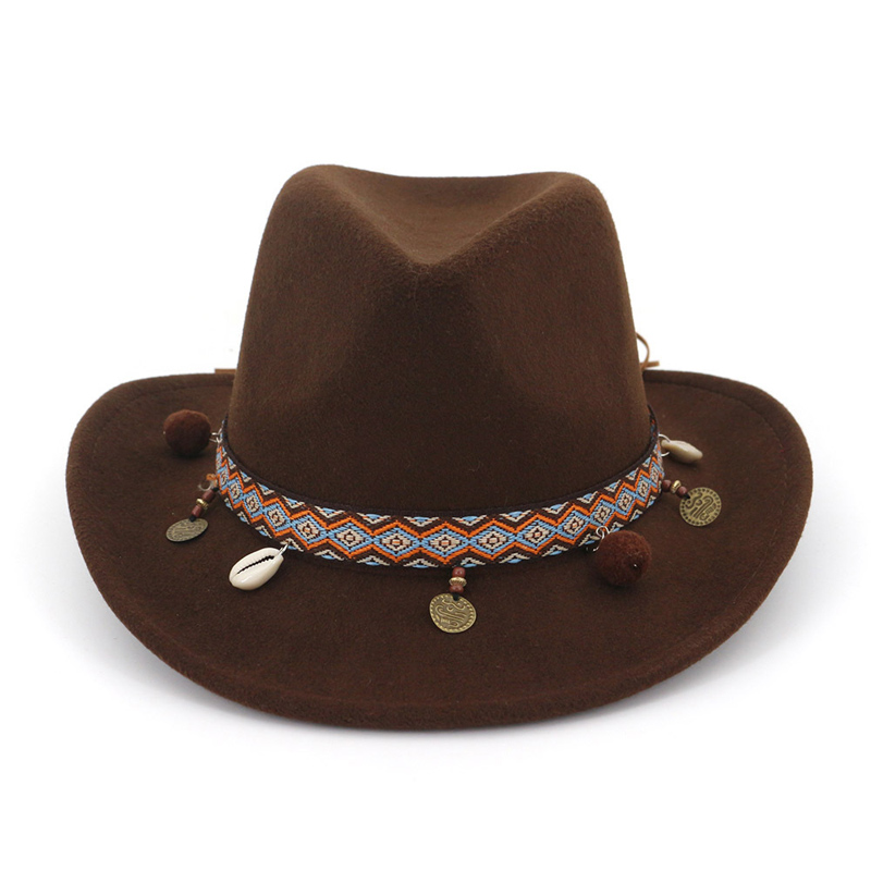 Chapeau Fedora Trilby pour hommes et femmes | Chapeau de Cowboy à large bord, feutré et ruban, Chapeau de Jazz en forme de haut-de-gamme: coffee