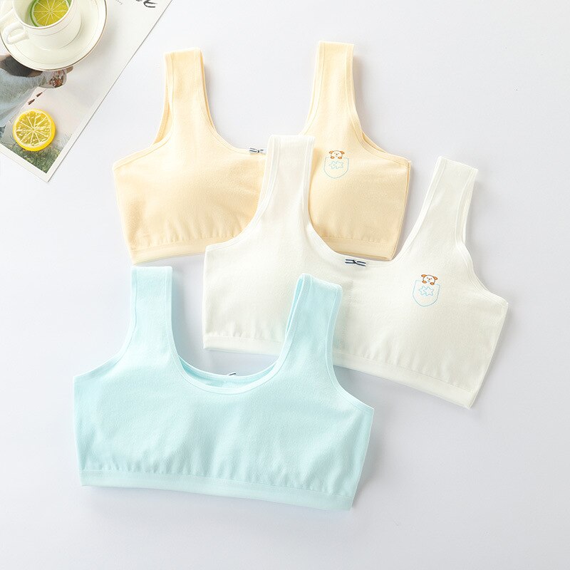 8-16 ans Coton Jeunes Filles Soutien-Gorge Respirant fille Sport Soutien-Gorge Sous-Vêtements Pour Enfants Adolescents Soutiens-gorge Avec Plastron Lingerie Gilet