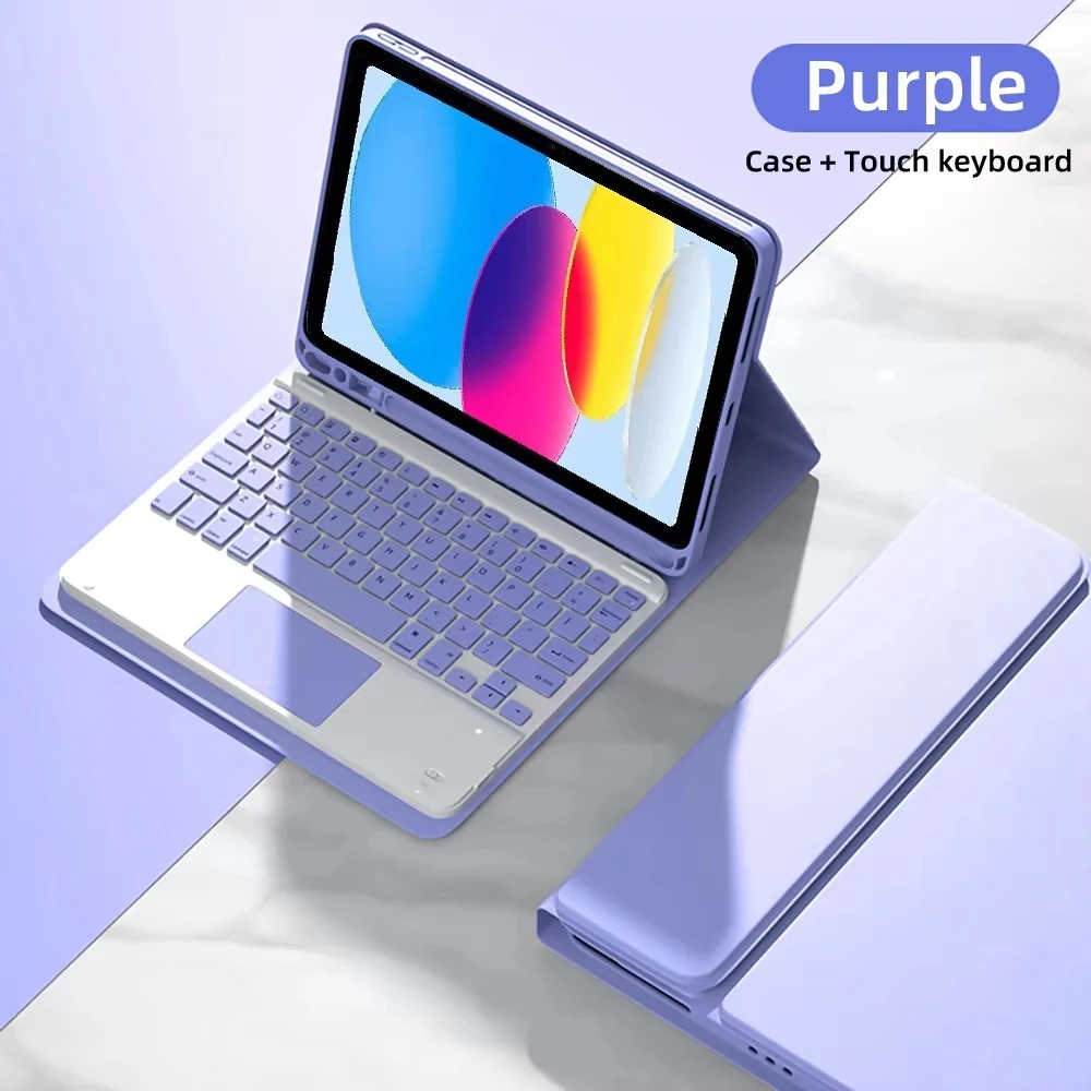 Spanish Keyboard Tablet Case for IPad 11th A16 10th Gen 10.9 Inch Air4/5/6 Detachable Folio Keyboard Cover Pencil Holder: eleven / PURPLE