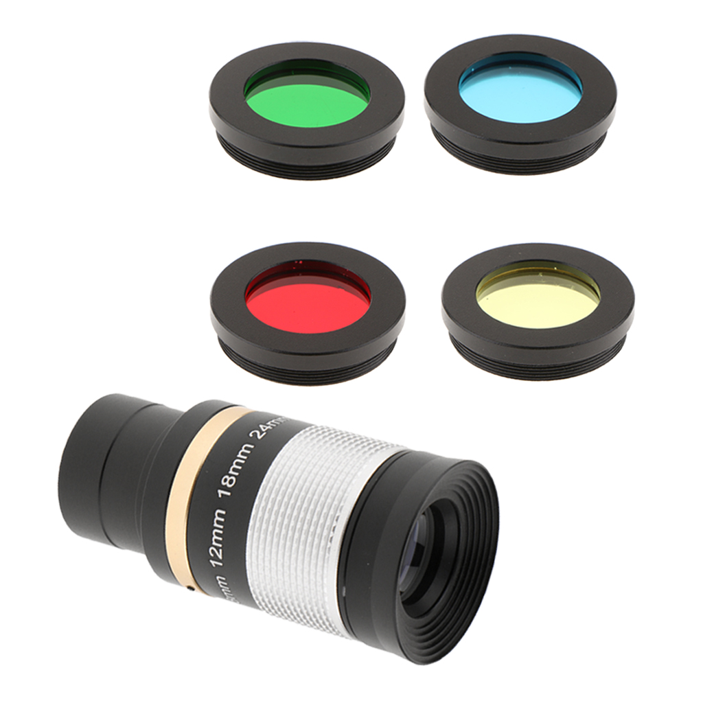 1.25 '' 31.7mm 8-24mm okular multibelagd optisk lins för teleskop skywatcher astronomi  + 4 st linsfärgfilterset