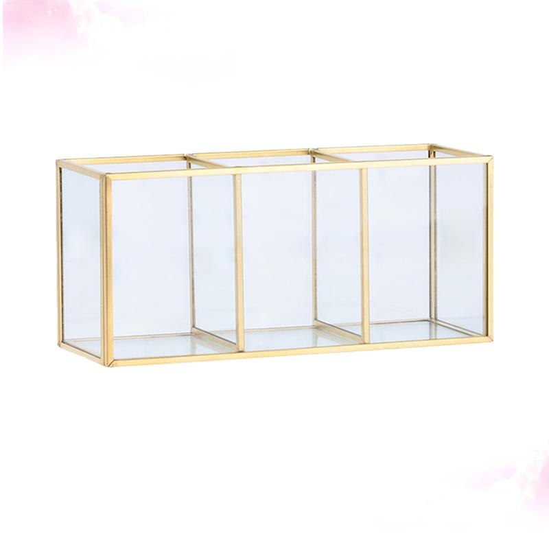 1 stk guld glas smykke plade kommode skrivebord organizer kosmetik opbevaringsboks