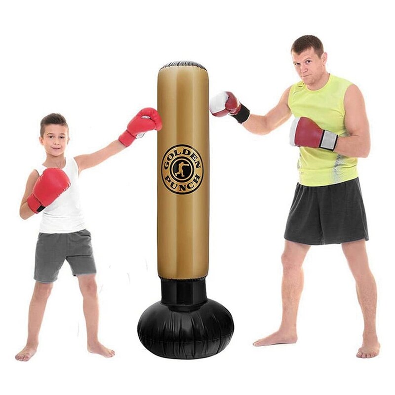 Boxing Punch Heavy Bag Inflatable Punching Bag Free-Standing Tumbler Column Sandbag for Adults Children Fitness 63Inch