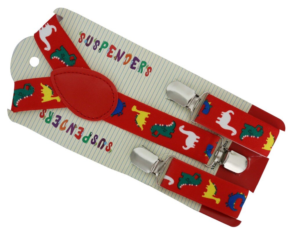 2.5cm Breed Verstelbare Rode Dinosaurussen Animal Print Bretels Bretels Voor Jongens Meisjes