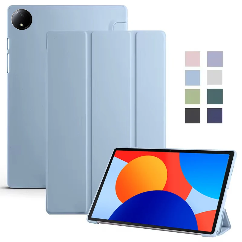 Custodia per tablet in pelle con vibrazione a tre ante alla moda per Xiaomi Redmi Pad 8.7 Custodia protettiva antiurto in silicone morbido con sensazione di pelle PU