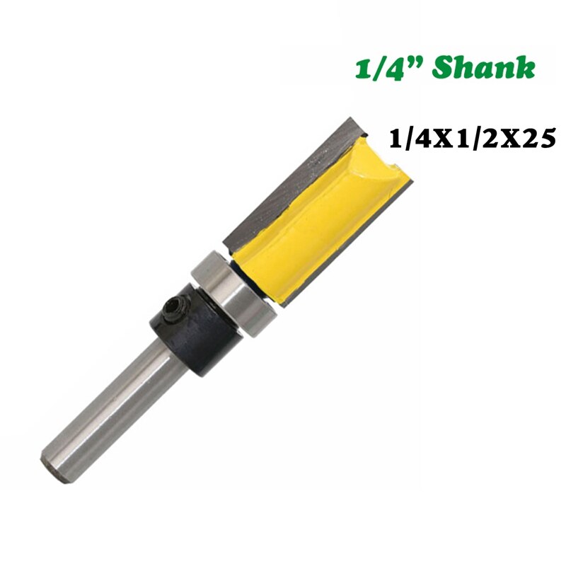 3Pcs 1/4 Inch Flush Trim Router Bit Pattern Bit Top & Bottom Bearing 1/2 inch Blade Template Edge Wood Trimmer Cutter Carpenter