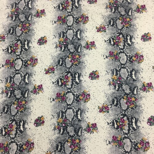 2022 Snake Pattern Chiffon Linen Imitation Cotton Polyester Printed Cotton Snake Pattern Printed Fabric Dress Fabric: 1
