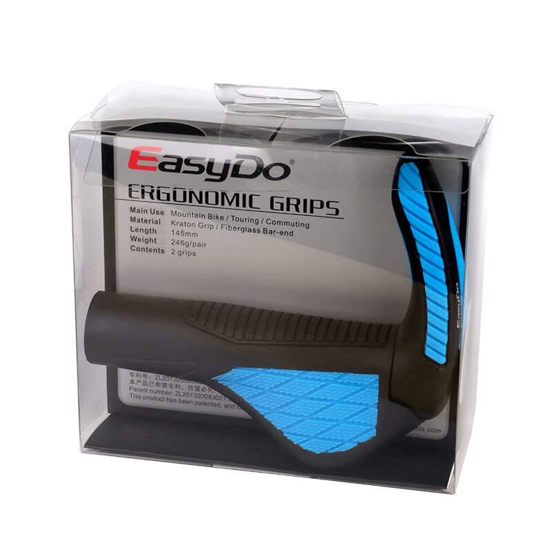 EASYDO Bicycle Grips Ergonomic Bar End Kraton Grip Handlebar Barend Casing Holder Angle adjustable MTB Cycling Hand Rest: Blue W Retail Pack