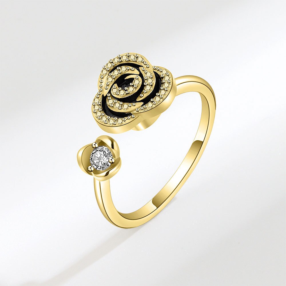 Cdjaime 2022 Draaibaar Anti Stress Angst Ring Windmolen Shape Golden Verstelbare Ringen Voor Vrouwen Mode-sieraden: golden rose