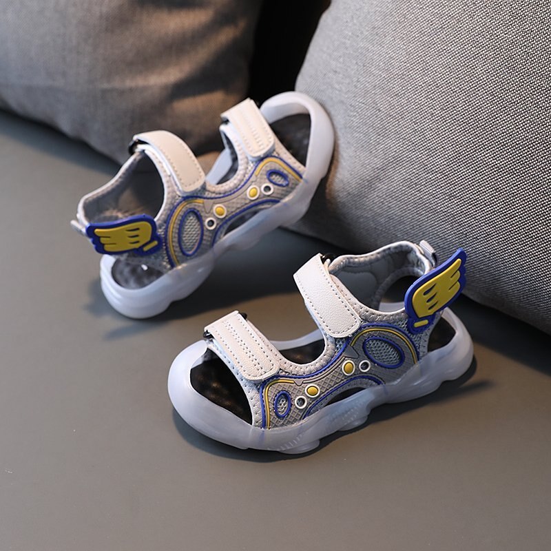 Sandales d'été pour enfants, chaussures de plage respirantes et en cuir microfibre pour garçons,: Bleu / 26