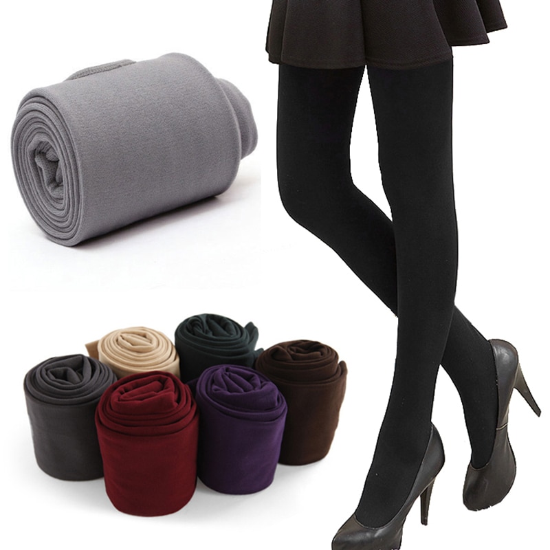 Autumn Winter Thicken Leggings Solid Slim Skinny Ankle-Length Warm Elastic Slim Pants Black Nude One Size