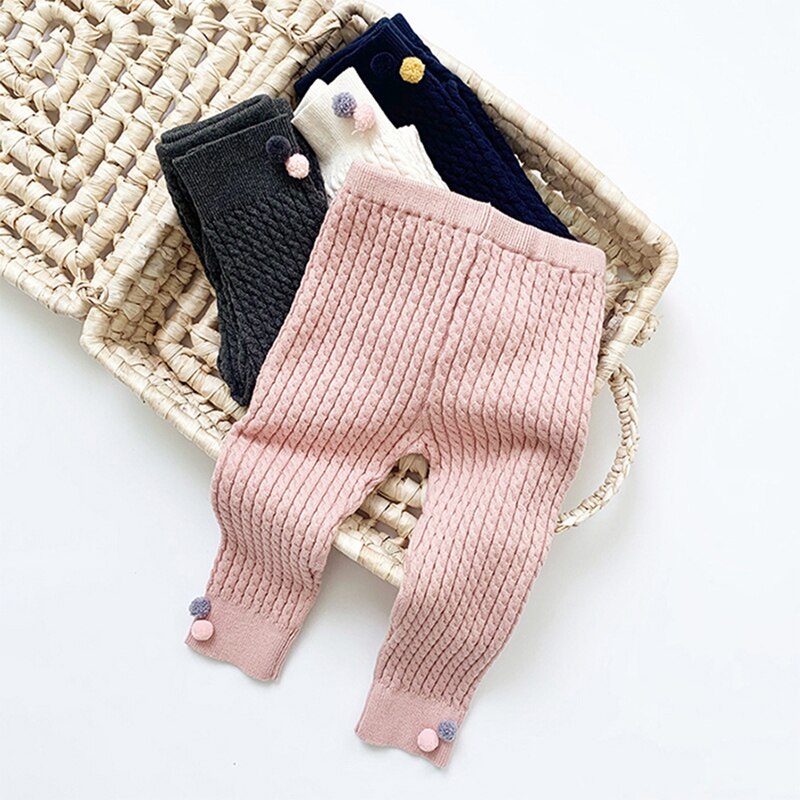 Primavera autunno pantaloni a maglia caldi Leggings per neonate infantili Leggings per maglieria per bambina in stile coreano