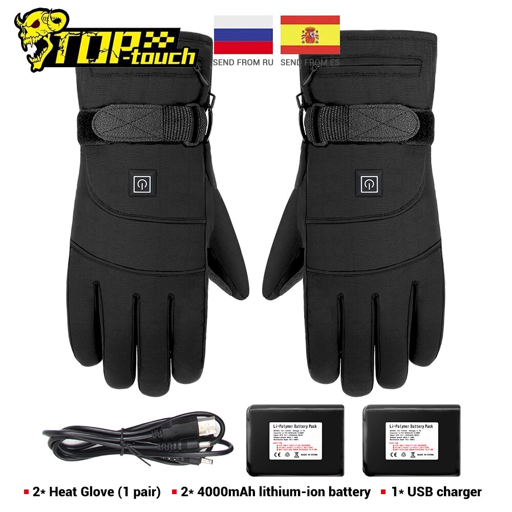Winter motorhandschoenen, verwarmde handschoenen, waterdichte motorhandschoenen, usb elektrische verwarmde handschoenen met accu voor skiën