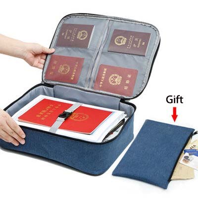 Large Capacity Document Organizer Bag With Lock Portable Card Bag Travel Storage Box For Important File Multi-Function Case: Navy-D