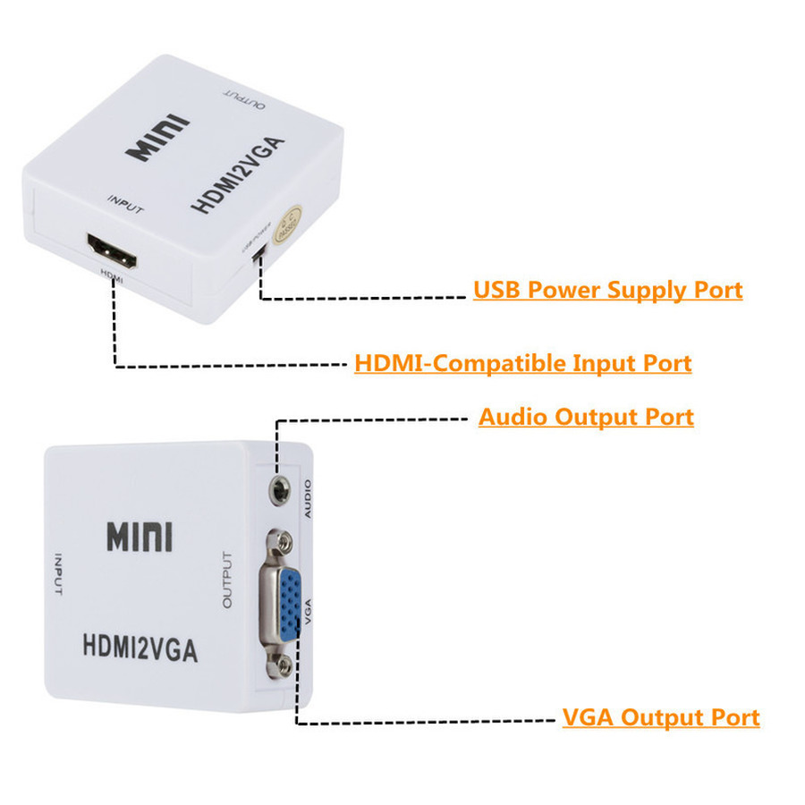 Mini Hdmi-Compatibel Naar Vga Adapter HDMI2VGA Converter Digitale Analoge Hd 1080P HD-MI Naar Vga Voor Pc Laptop tablet Displayer