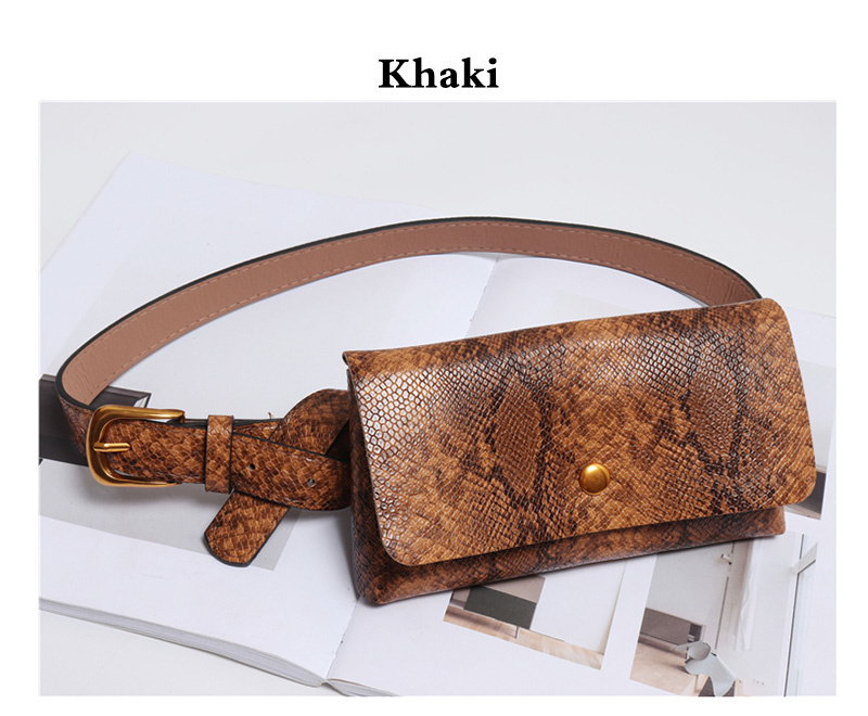 Damen-bauchtasche mit schlangenmuster, gürteltasche aus pu-leder, damen-bauchtasche aus schlangenleder, handytasche, bauchtasche  b20: Khakifarbene bauchtasche