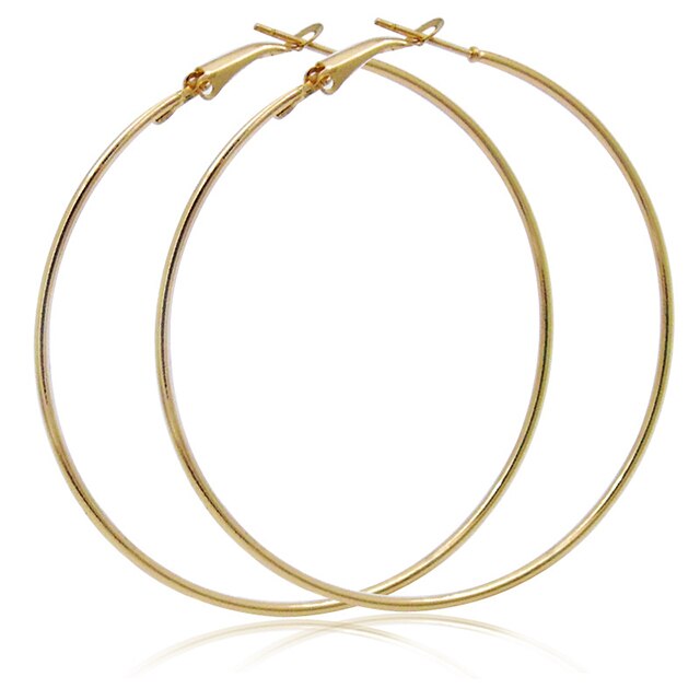 Band Ohrringe für Frauen/Mädchen Große Glatte Kreis Hängen Charme Gold Jahrgang Reifen Kleine Schmuck Schleife Ohrringe: Gold / 50MM