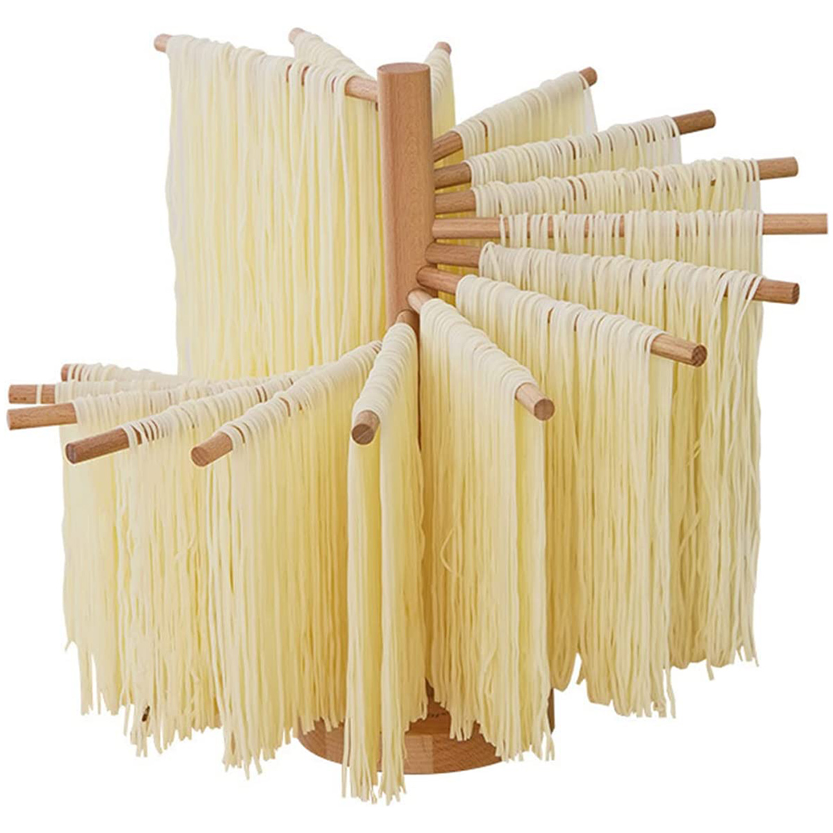 Opvouwbare Pasta Droogrek Houten Spaghetti Standaard Droger Met 16 Ophangstangen Zelfgemaakte Verse Noedelhanger Voor Thuiskeuken