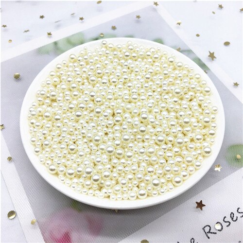 Perles en Imitation acrylique pour artisanat, mélange de 3/4/5mm, sans trou, perles d'art de fabrication de bijoux, matériel artisanal, 10g: Mix white