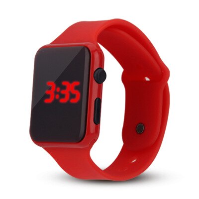 Reloj Digital LED para niños , reloj cuadrado de silicona con estilo, reloj electrónico deportivo, relojes para niños: Rojo