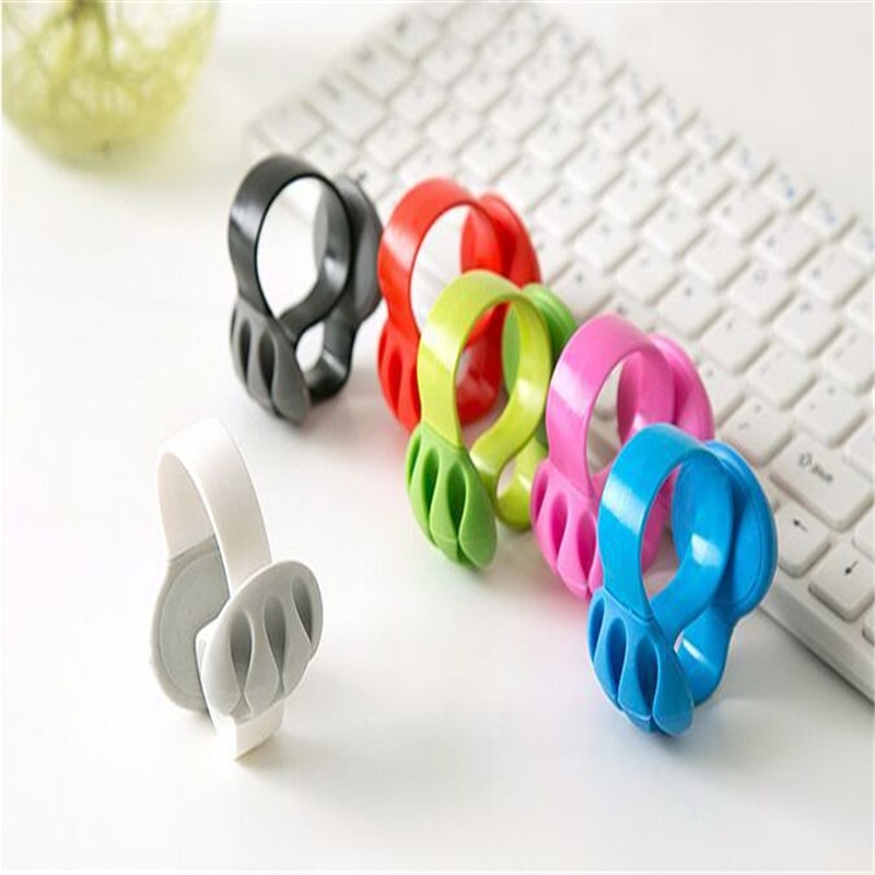 Multi-purpose Desktop Phone Cable Winder Headphone Clip Management Organizer Charger Cable Silicone Holder 3 Slot Strips