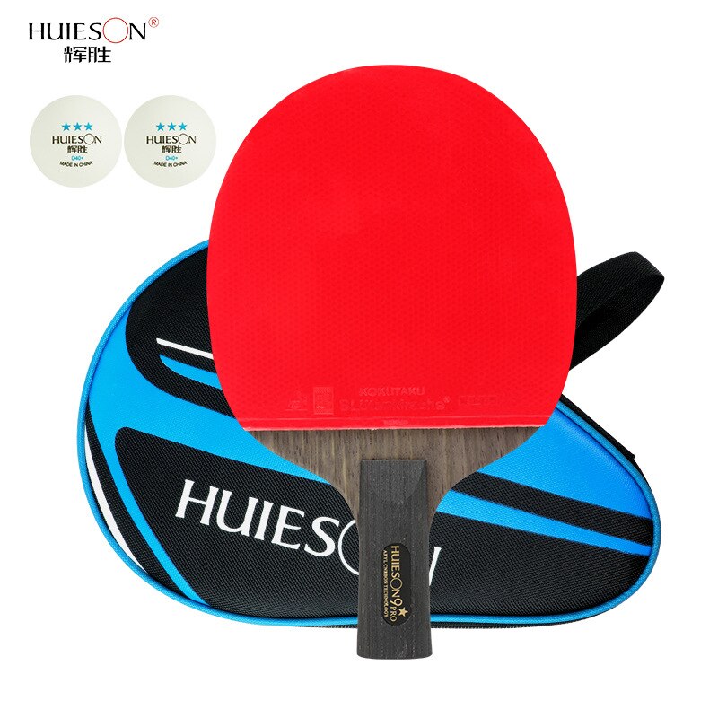 Huieson Tafeltennis Racket 7/8/9 Star Ping Pong Racket Lange Steel Korte Steel Dubbele Puistjes + 2 Stuks professionele Game Ballen