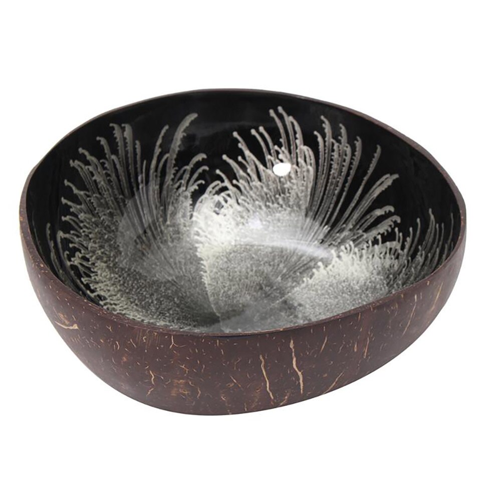 Special Organic Natural Coconut Shell Bowl Handmade Decor Breakfast Bowl Original Fruit Salad Dish Restaurant Tableware: grey