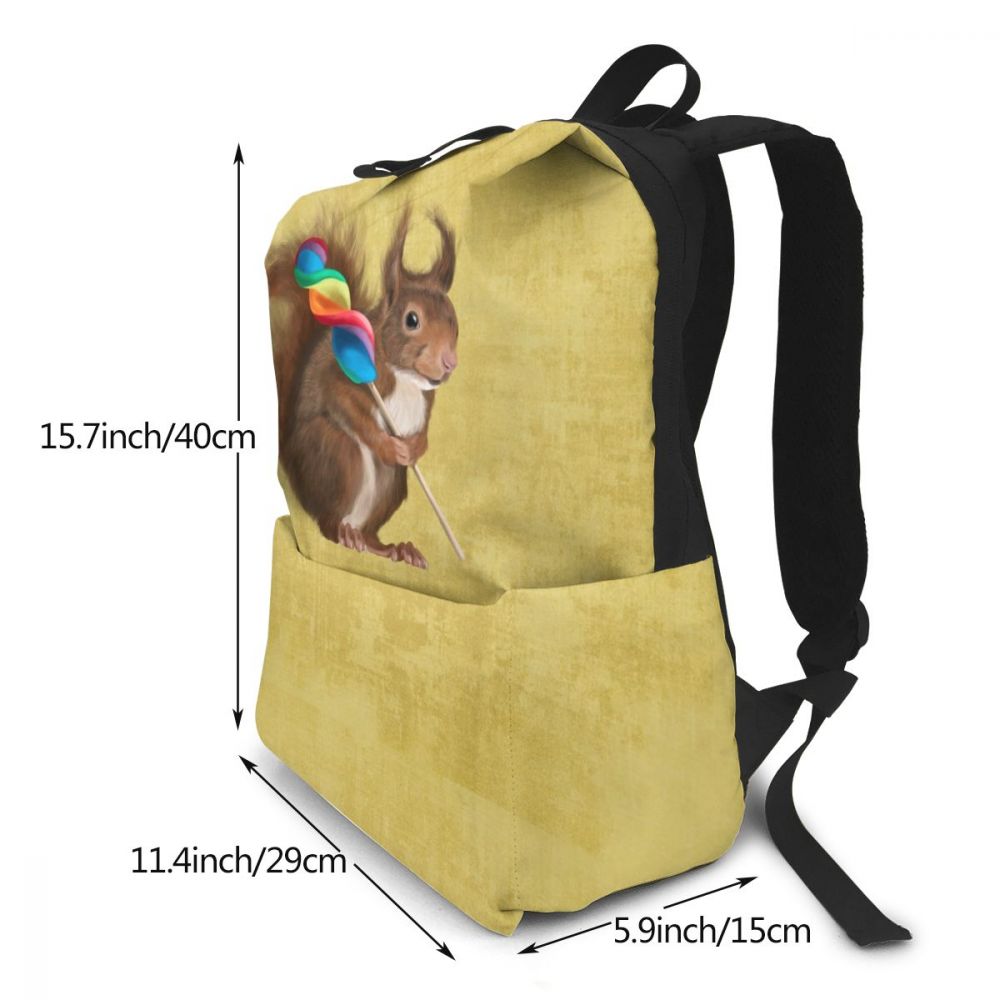 Mochila con estampado de ardilla para hombre y mujer, morral escolar de