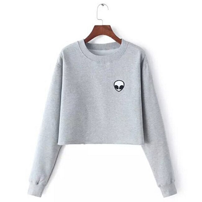 Sport Sweater Women Long Sleeve Casual O-Neck Cropped Pullovers Sudadera Gym Short Sudaderas Deportivas Mujer: XXL / gray