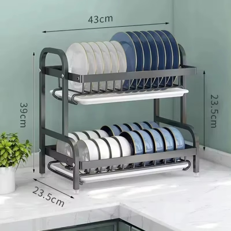 Égouttoir à vaisselle Compact à 3 niveaux, ensemble de égouttoir à vaisselle, grand support égouttoir à vaisselle antirouille, supports de cuisine