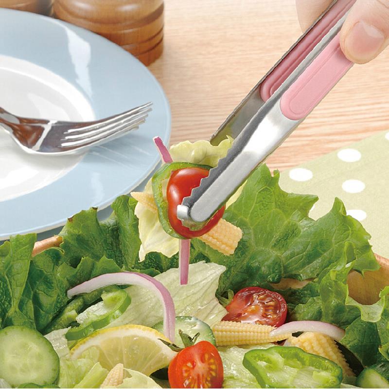 Edelstahl Lebensmittel Zange Kunststoff Griff Grill Zange Brot Zangen für Heimat Küche Kochen Werkzeug Multi-funktion Anti-verbrüHenne Tong