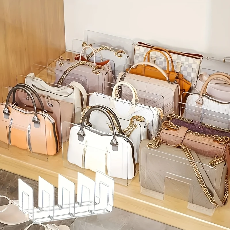 Doorzichtige plastic portemonnee handtas organisator 4-delige tas kast plankverdeler portemonnee displaystandaard handtas opslag organisator houder