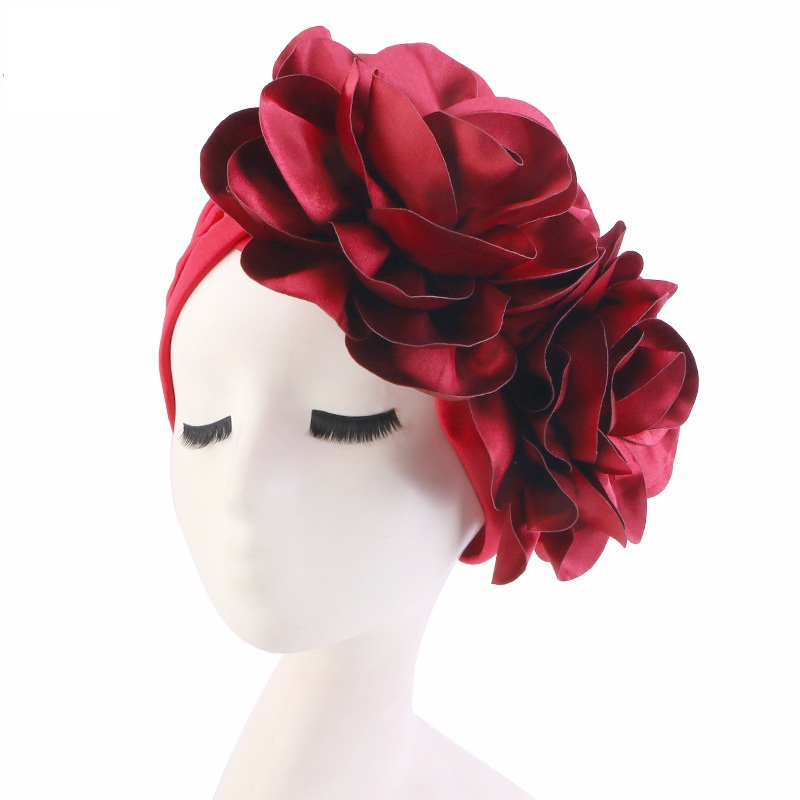 King Flower Turban Women Hair Loss Bonnet Muslim Hat Chemo Cap Hijabs Headscarf Wedding Party Hat Head Wraps Indian Hat Turbante: Lavender