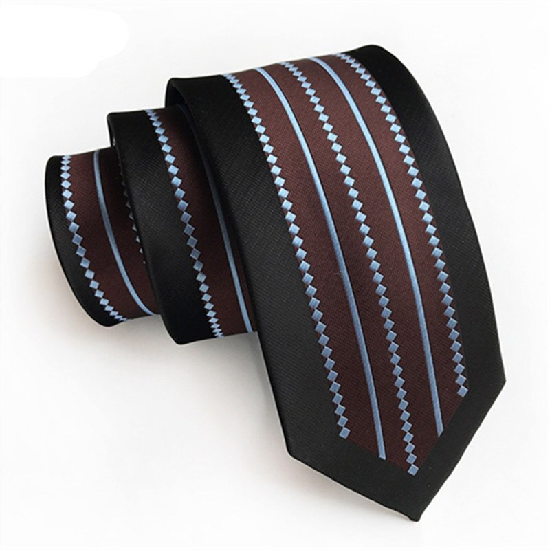 6cm Striped Narrow Ties For Men F tie Wedding Suit Gravata Black Polyester Cravat Necktie Party Business Neck Tie