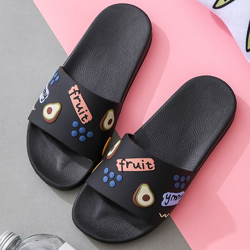Slippers Vrouwen Zomer Leuke Cartoon Paar Thuis Indoor Antislip Badslippers Slippers Mannen Huis Slippers Voor mannen Schoenen Mannen: Black / 39-40