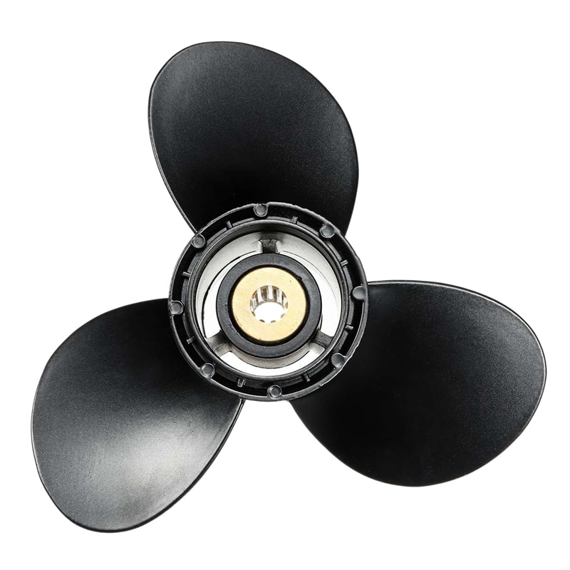 Påhængsmotor propel 58100-93723-019 til suzuki 8-20hp 9 1/4 x 9 aluminiumslegering 3 blad sort 10 spline tand r rotation