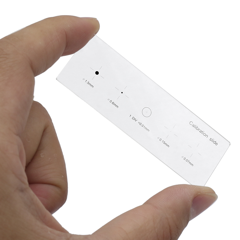 Microscope Micrometer Calibration Glass Slide Cross Dot 0.01 mm with 4 Reticle Calibration Dots Microscope Stage Micrometer