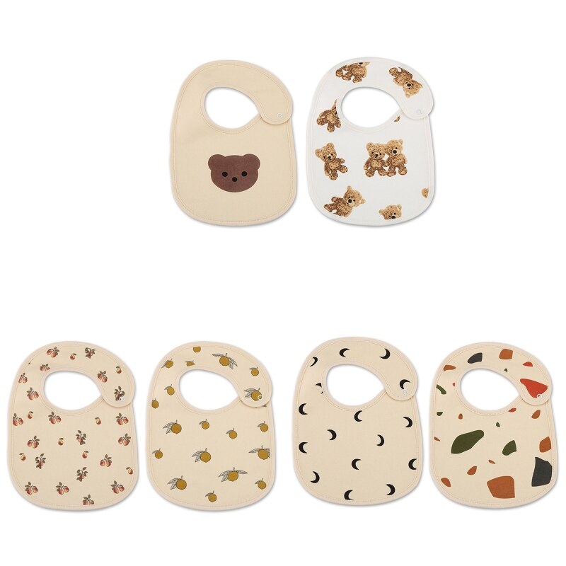 2 Pcs Babyvoeding Kwijl Bib Cartoon Gedrukt Speeksel Handdoek Sjaal Bandana Waterdichte Zachte Katoen Drukknoop Burp Doek Bandana