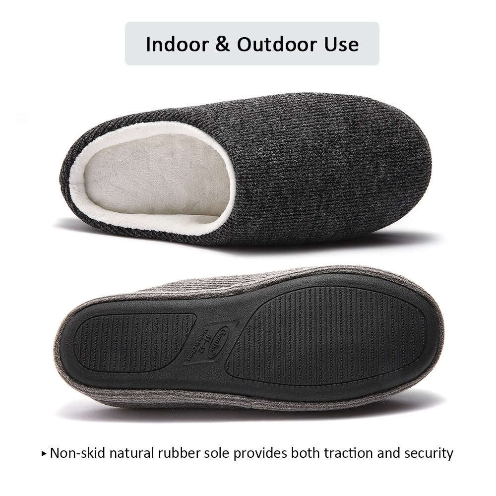 Hjemmesko til mænd memory foam åndbar strikket bomuld slip-on træsko skridsikre indendørs/udendørs sko