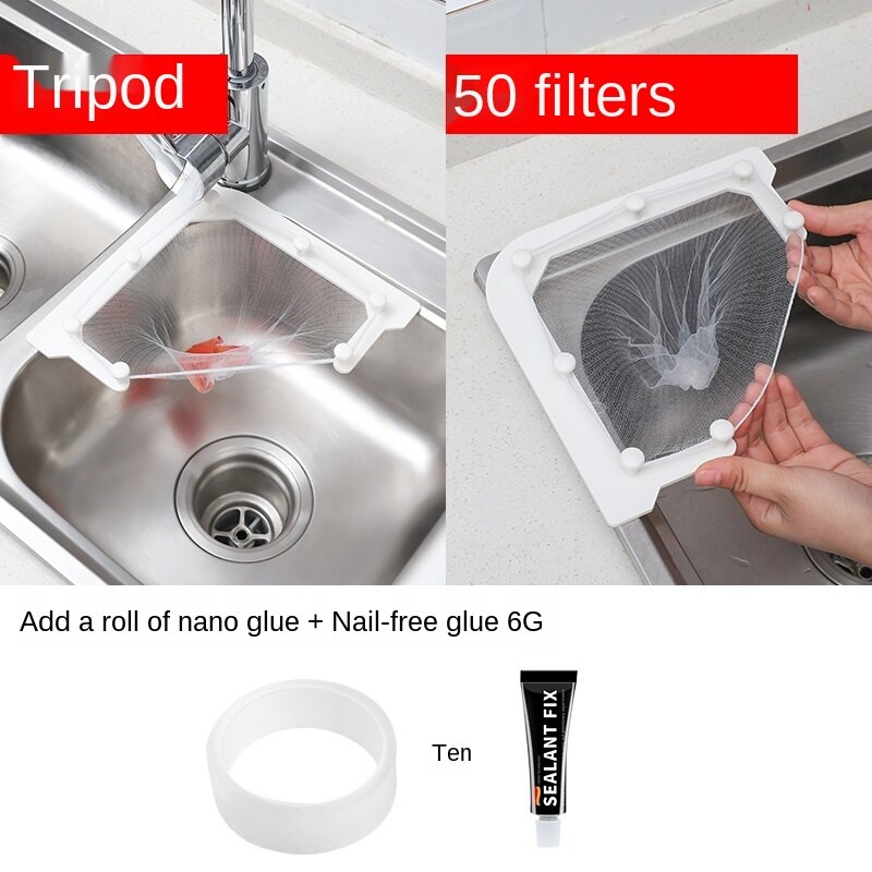 Kitchen Sink Garbage Filter Net Dish Washing Sink Leftovers Disposable Hanging Basket Mesh Inverted Triangle Drain Rack: Orange