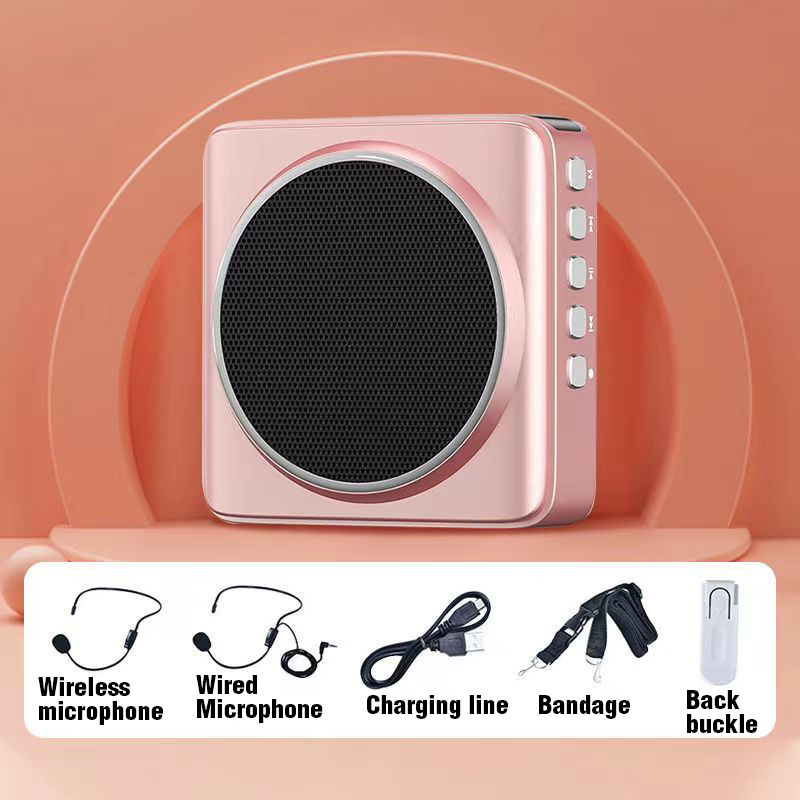 Wireless Speaker Portable Voice Amplifier with Microphone Headset Guide Microphone Teacher Bluetooth Speaker Support FM Radio: White-Wireless